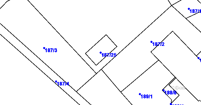 Parcela st. 187/25 v KÚ Lukášov, Katastrální mapa