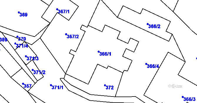 Parcela st. 366/1 v KÚ Lukášov, Katastrální mapa
