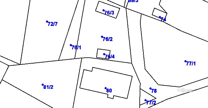 Parcela st. 76/4 v KÚ Lukášov, Katastrální mapa