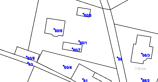 Parcela st. 60/1 v KÚ Lukášov, Katastrální mapa