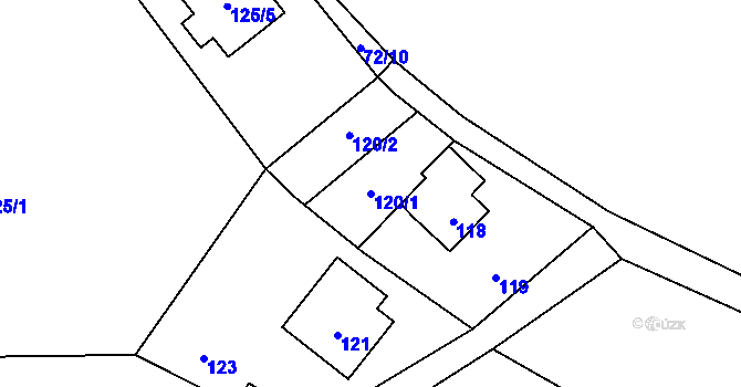 Parcela st. 120/1 v KÚ Lukášov, Katastrální mapa