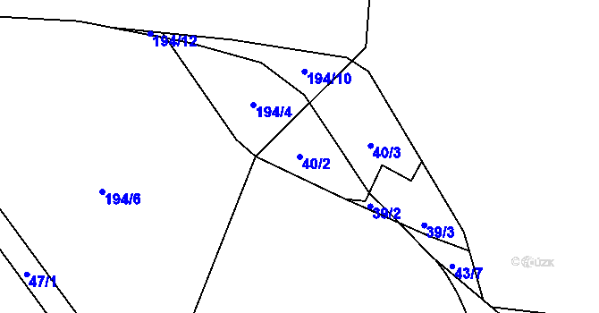 Parcela st. 40/2 v KÚ Lukášov, Katastrální mapa