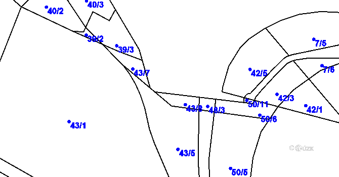 Parcela st. 43/4 v KÚ Lukášov, Katastrální mapa