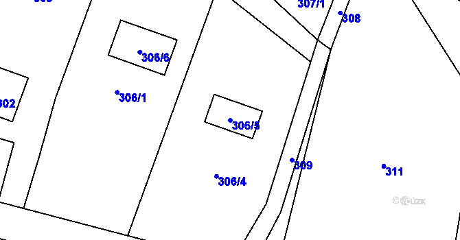 Parcela st. 306/5 v KÚ Lukášov, Katastrální mapa