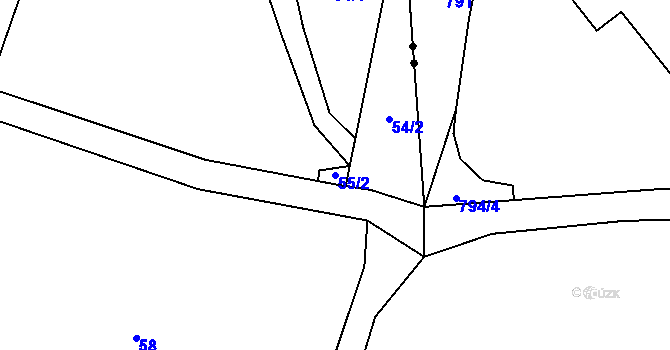 Parcela st. 55/2 v KÚ Lukášov, Katastrální mapa