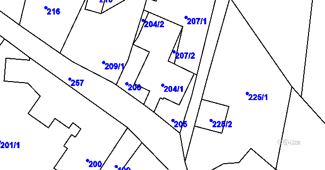 Parcela st. 204/1 v KÚ Lukášov, Katastrální mapa