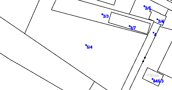Parcela st. 5/4 v KÚ Lukášov, Katastrální mapa
