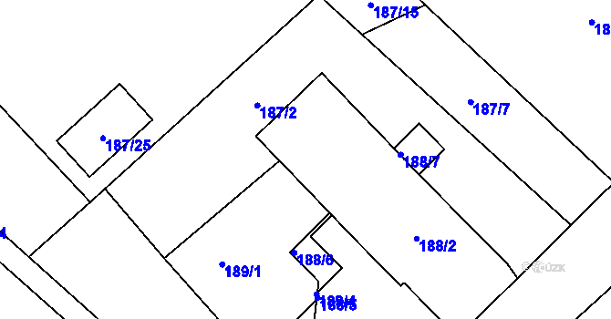 Parcela st. 187/33 v KÚ Lukášov, Katastrální mapa