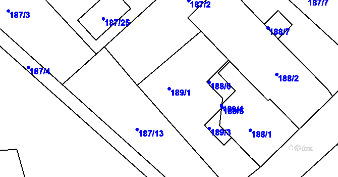 Parcela st. 189/1 v KÚ Lukášov, Katastrální mapa