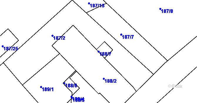 Parcela st. 188/7 v KÚ Lukášov, Katastrální mapa