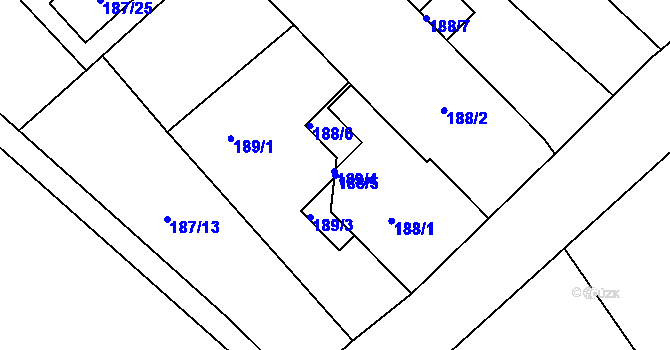 Parcela st. 188/5 v KÚ Lukášov, Katastrální mapa