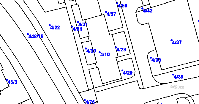 Parcela st. 4/10 v KÚ Mšeno nad Nisou, Katastrální mapa