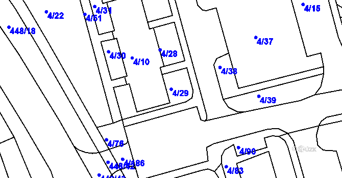 Parcela st. 4/29 v KÚ Mšeno nad Nisou, Katastrální mapa