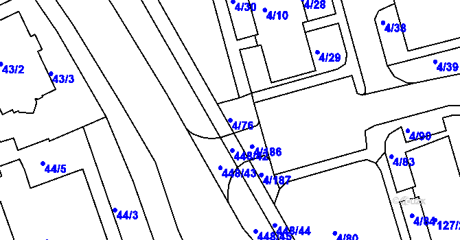 Parcela st. 4/76 v KÚ Mšeno nad Nisou, Katastrální mapa