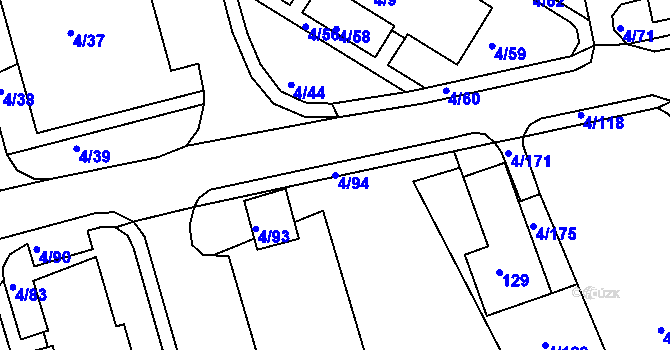Parcela st. 4/94 v KÚ Mšeno nad Nisou, Katastrální mapa
