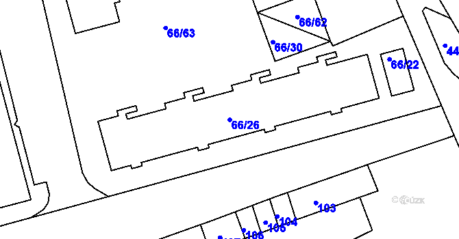 Parcela st. 66/26 v KÚ Mšeno nad Nisou, Katastrální mapa