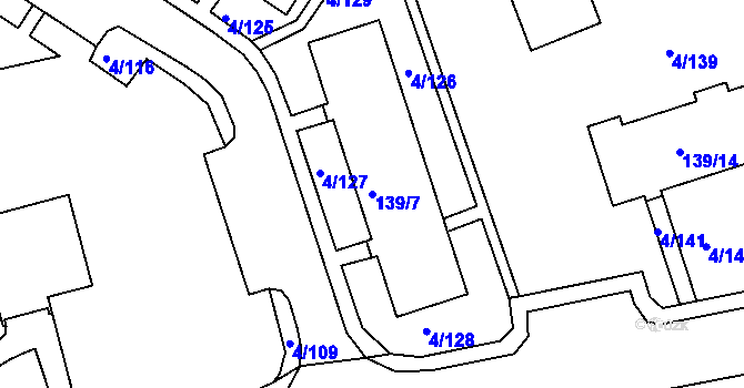 Parcela st. 139/7 v KÚ Mšeno nad Nisou, Katastrální mapa