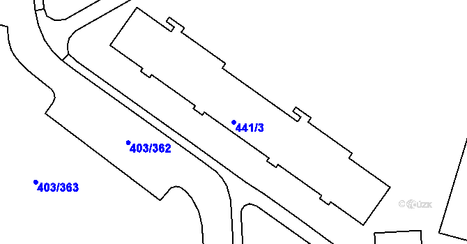 Parcela st. 441/3 v KÚ Mšeno nad Nisou, Katastrální mapa