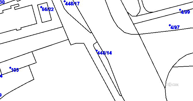 Parcela st. 448/14 v KÚ Mšeno nad Nisou, Katastrální mapa