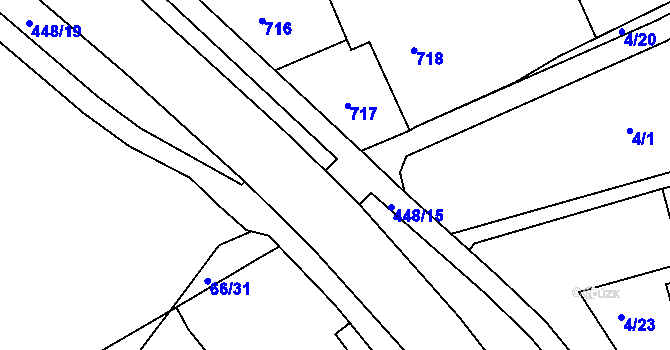 Parcela st. 448/15 v KÚ Mšeno nad Nisou, Katastrální mapa