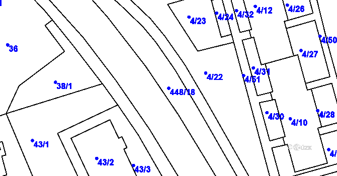 Parcela st. 448/18 v KÚ Mšeno nad Nisou, Katastrální mapa