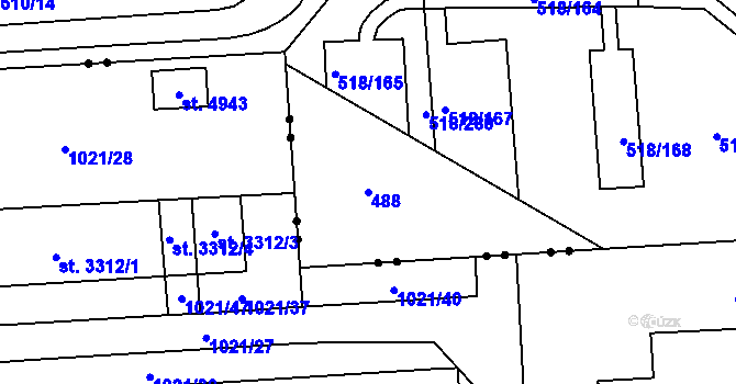 Parcela st. 488 v KÚ Mšeno nad Nisou, Katastrální mapa