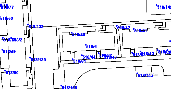Parcela st. 518/6 v KÚ Mšeno nad Nisou, Katastrální mapa