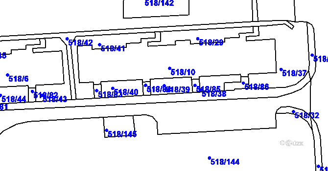 Parcela st. 518/39 v KÚ Mšeno nad Nisou, Katastrální mapa