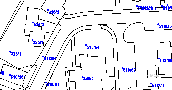 Parcela st. 518/64 v KÚ Mšeno nad Nisou, Katastrální mapa