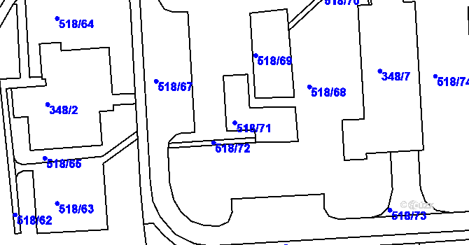 Parcela st. 518/71 v KÚ Mšeno nad Nisou, Katastrální mapa