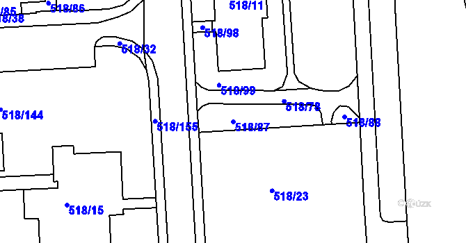 Parcela st. 518/87 v KÚ Mšeno nad Nisou, Katastrální mapa