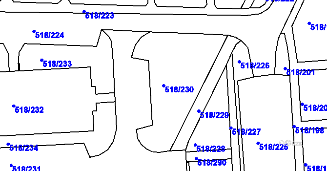 Parcela st. 518/230 v KÚ Mšeno nad Nisou, Katastrální mapa