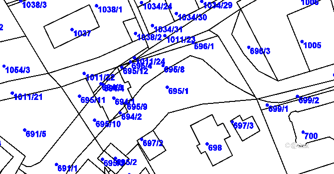 Parcela st. 695/1 v KÚ Mšeno nad Nisou, Katastrální mapa