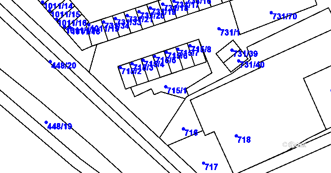 Parcela st. 715/1 v KÚ Mšeno nad Nisou, Katastrální mapa