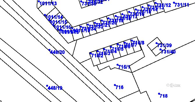 Parcela st. 715/3 v KÚ Mšeno nad Nisou, Katastrální mapa