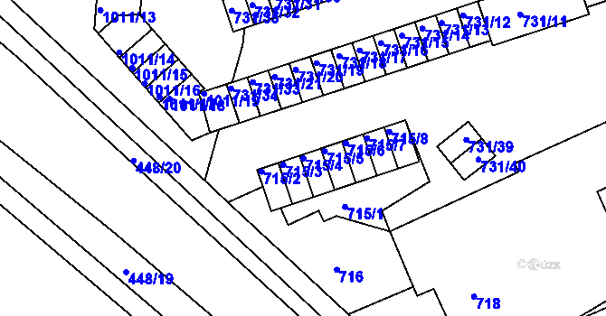 Parcela st. 715/4 v KÚ Mšeno nad Nisou, Katastrální mapa