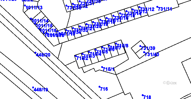 Parcela st. 715/5 v KÚ Mšeno nad Nisou, Katastrální mapa
