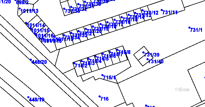 Parcela st. 715/6 v KÚ Mšeno nad Nisou, Katastrální mapa