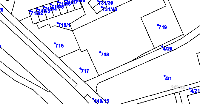 Parcela st. 718 v KÚ Mšeno nad Nisou, Katastrální mapa