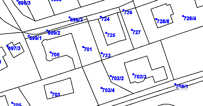 Parcela st. 723 v KÚ Mšeno nad Nisou, Katastrální mapa