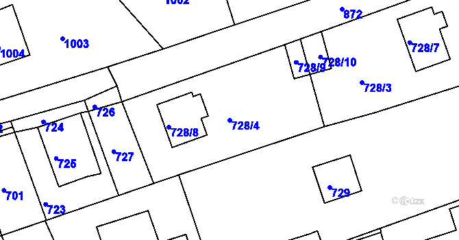 Parcela st. 728/4 v KÚ Mšeno nad Nisou, Katastrální mapa