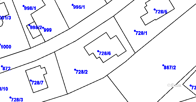 Parcela st. 728/6 v KÚ Mšeno nad Nisou, Katastrální mapa