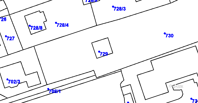 Parcela st. 729 v KÚ Mšeno nad Nisou, Katastrální mapa