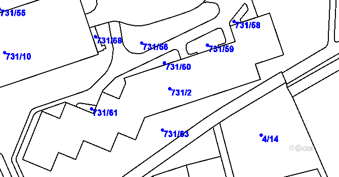 Parcela st. 731/2 v KÚ Mšeno nad Nisou, Katastrální mapa