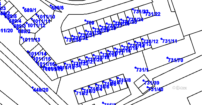 Parcela st. 731/18 v KÚ Mšeno nad Nisou, Katastrální mapa