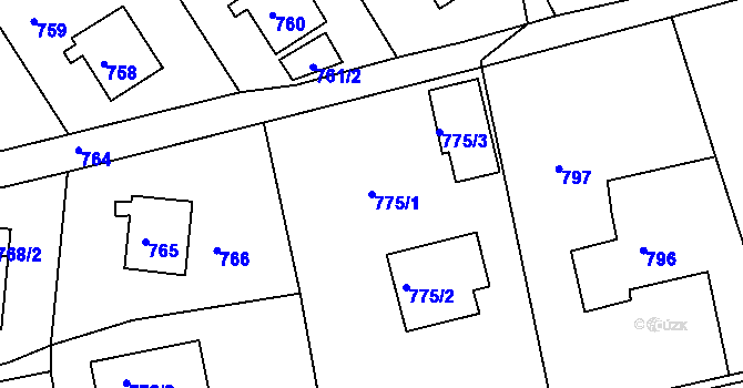 Parcela st. 775/1 v KÚ Mšeno nad Nisou, Katastrální mapa