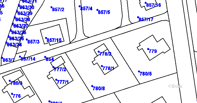 Parcela st. 778/2 v KÚ Mšeno nad Nisou, Katastrální mapa