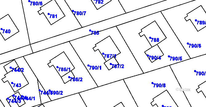 Parcela st. 787/1 v KÚ Mšeno nad Nisou, Katastrální mapa