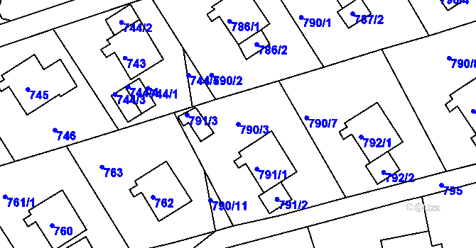 Parcela st. 790/3 v KÚ Mšeno nad Nisou, Katastrální mapa