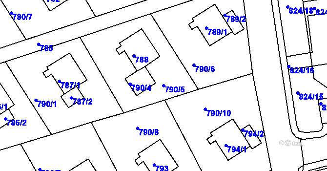 Parcela st. 790/5 v KÚ Mšeno nad Nisou, Katastrální mapa